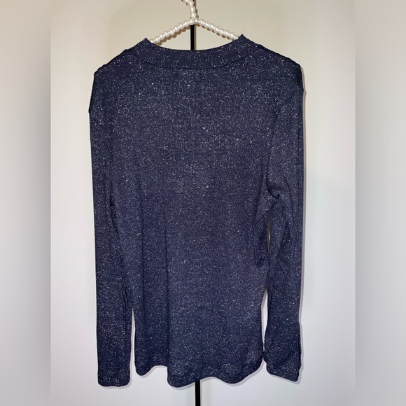 Violets & Roses long sleeve shimmer top in midnight blue (almost black)- NWT -XL - Picture 5 of 8